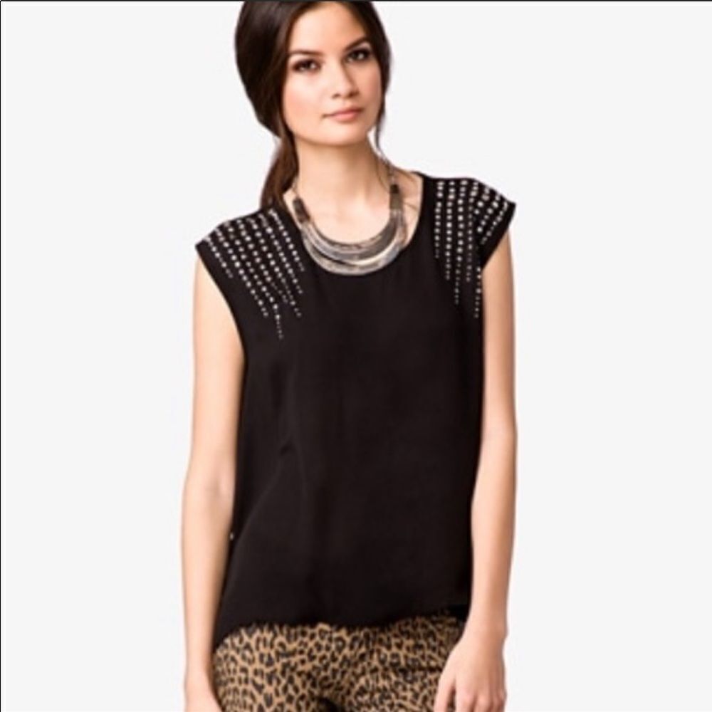 ✨Express Rhinestone Shoulder Georgette Top✨